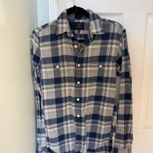 J. Crew Men's Blue & White Plaid Flannel Shirt